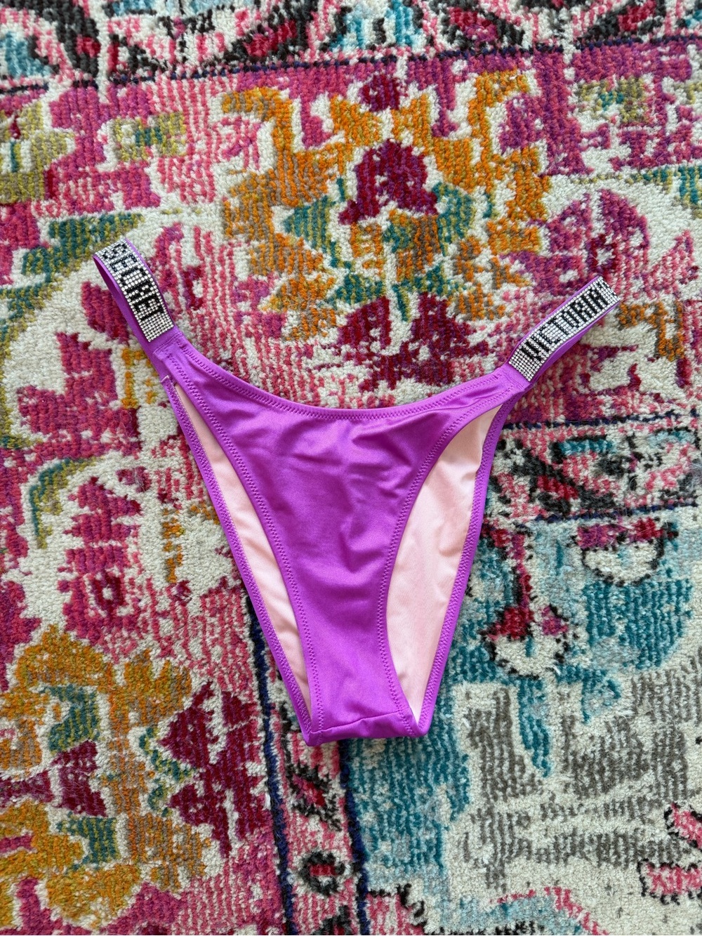 Victoria's Secret Purple Bikini Bottom with Pink Lining